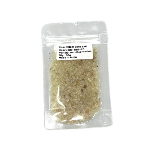 Shreyshti Ritual Bath Salt Anti-Depression, 50g stand able pouch, a combination of salts, fragrances and herbs for space clearing and cleansing, anoint candles and cleansing tools or crystals - Image 2
